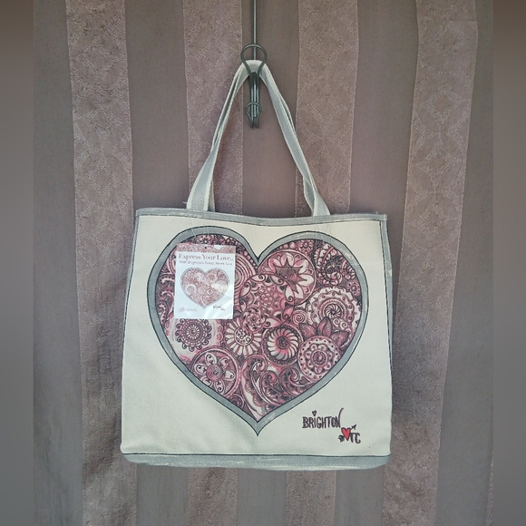 Brighton Handbags - 💎 Brighton Sweet Heart Canvas Tote Express Your Love Heavy Duty Canvas NWT
